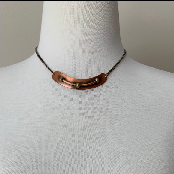 VTG Mid Century Modern Copper Bar Choker Necklace - Picture 4 of 6